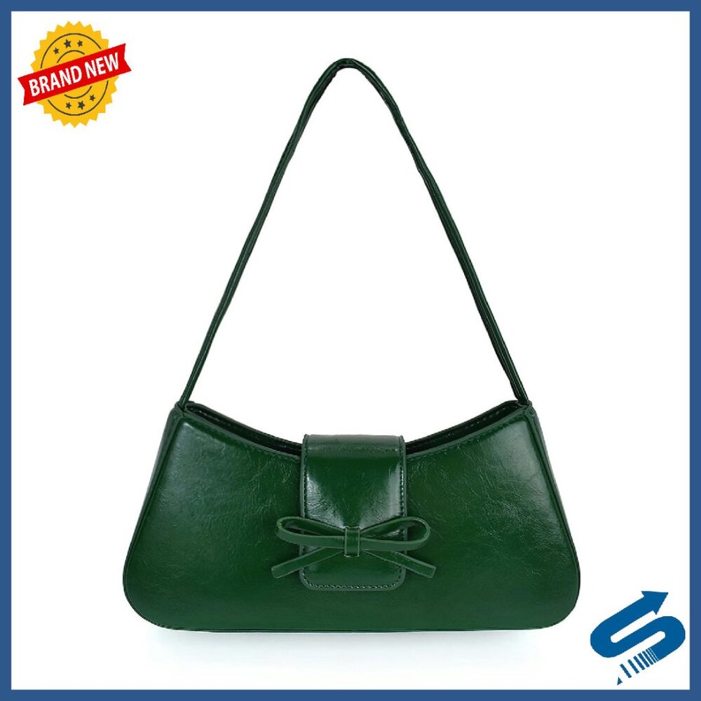 Patent Leather Hobo Shoulder Bag With Bow Detail - Large Capacity Tote